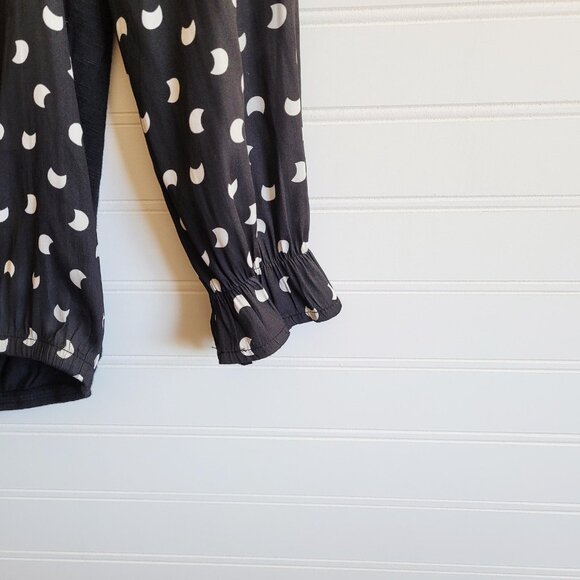 Anthropologie Dolan Left Coast Top Womens XS Black Print Tie Front - Picture 3 of 7